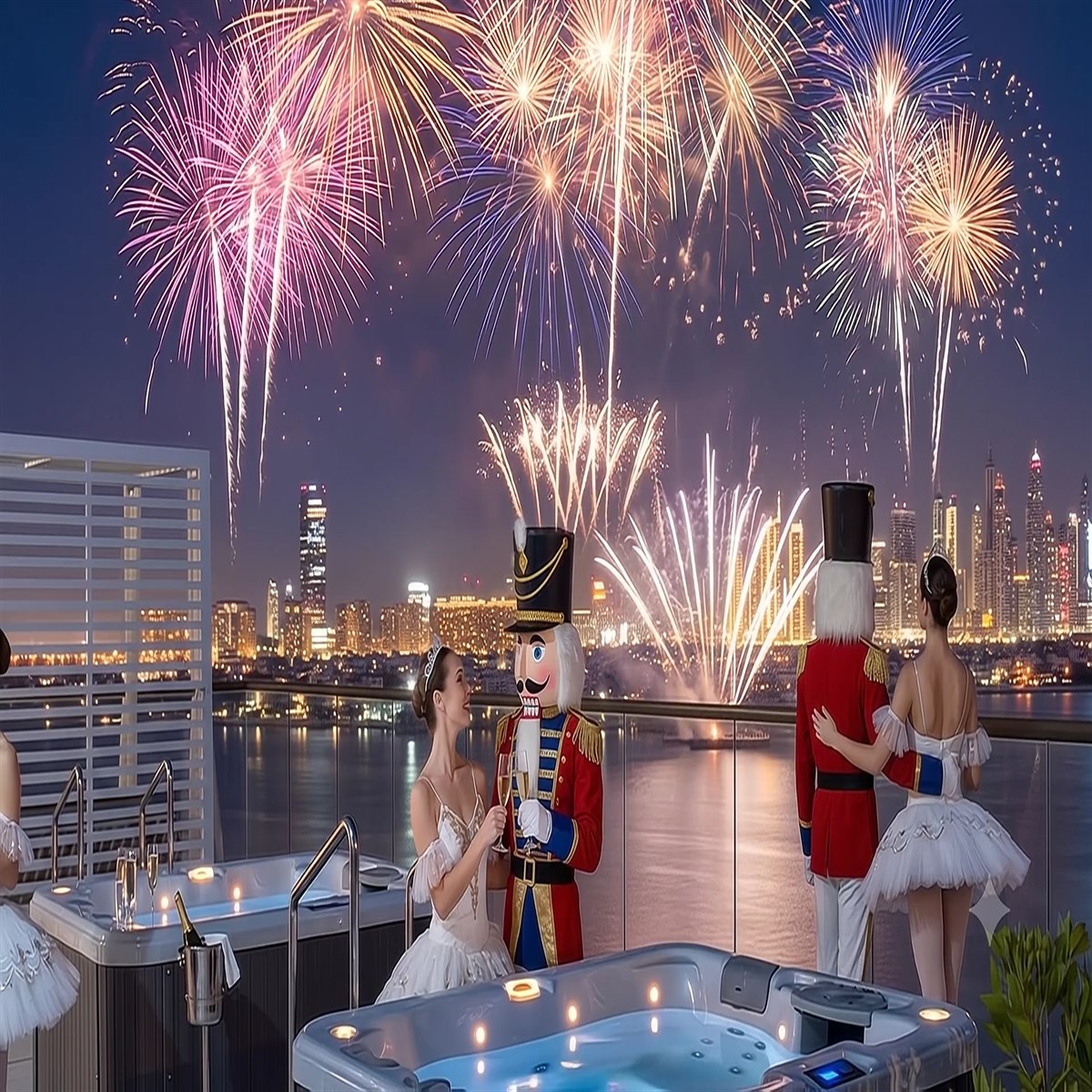 New Year fireworks over the Palm waterfront